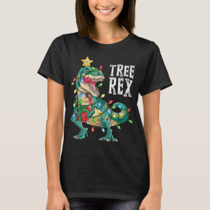 Dinosaur Christmas Tree Rex Pyjamas Xmas Lights T-Shirt