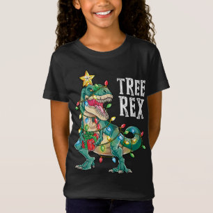 Dinosaur Christmas Tree Rex Pyjamas Xmas Lights T-Shirt