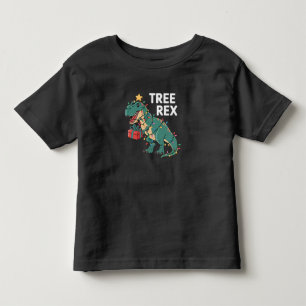 Dinosaur Christmas Tree Rex Pyjamas Xmas Lights Toddler T-Shirt