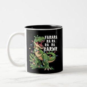 Dinosaur Christmas Tree Rex Xmas Gifts Two-Tone Coffee Mug