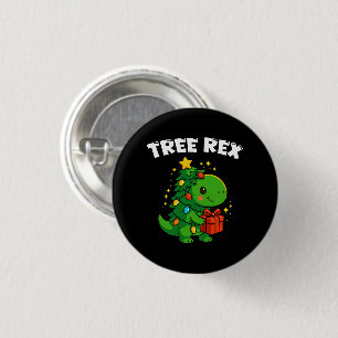 Dinosaur Christmas Tree T-Rex Cute Dino Xmas Party 3 Cm Round Badge