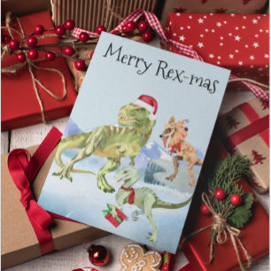 Dinosaur Christmas Tyrannosaur Raptor Merry Rex Holiday Postcard
