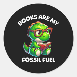 Dinosaur Ck To School Reading Books Funny Quote  Classic Round Sticker