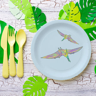 Dinosaur Colorful Watercolor Paper Plate