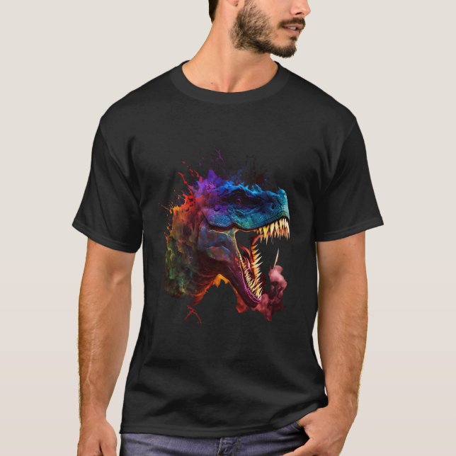 Dinosaur Colorsplash Colour Blob T-Shirt (Front)