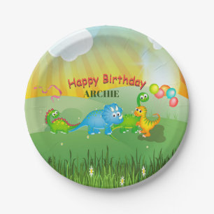 Dinosaur Colourful Kids Modern Birthday Paper Plate