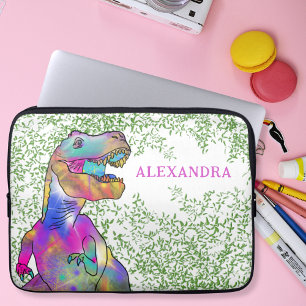 Dinosaur Colourful T-Rex add Name Laptop Sleeve
