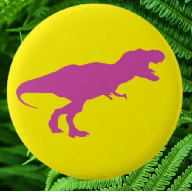 Dinosaur Colourful Yellow 6 Cm Round Badge (Bring your dream party to life with our selection of quality Dinosaur themed party supplies )