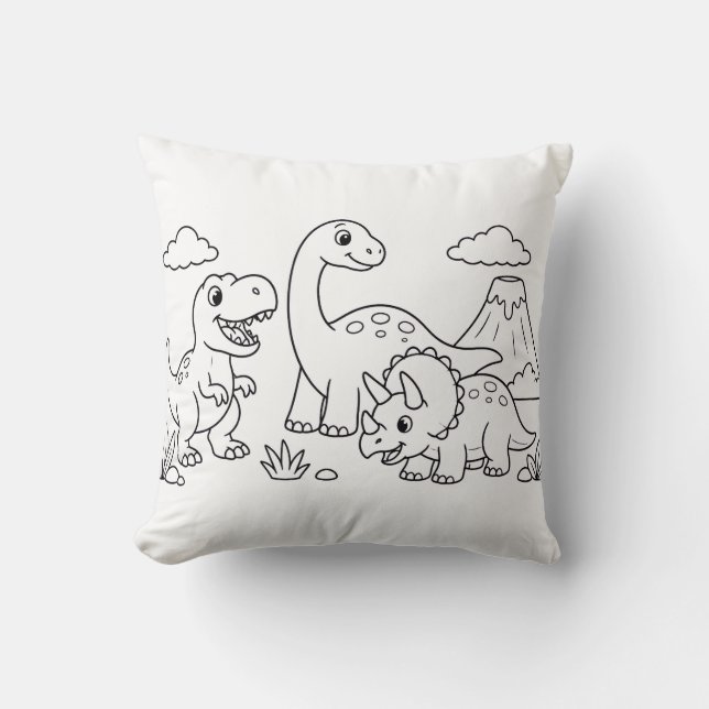Dinosaur Colouring Book Pillow | Kids Room Decor (Front)