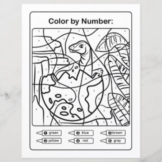 Dinosaur Colouring Page by number - Baby Dino Egg