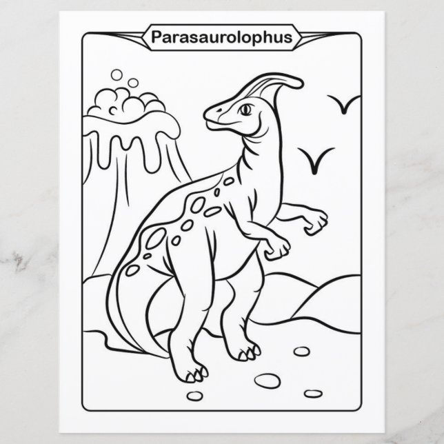 Dinosaur Colouring Page - Parasaurolophus (Front)