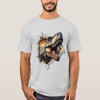 Dinosaur coming out of a  cracked wall T-Shirt