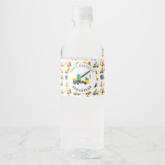  Dinosaur Construction Crew Birthday Party  Water Bottle Label