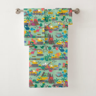 Dinosaur Construction Kids Bath Towel Set