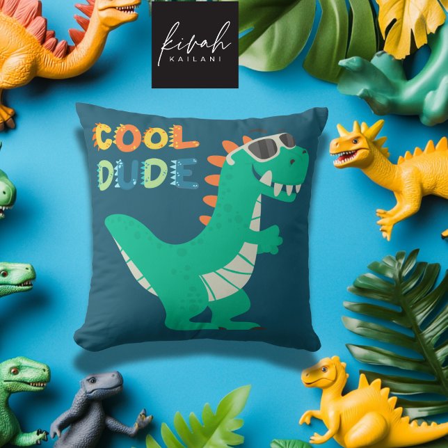 Dinosaur Cool Dude Cartoon Boy Nursery Room Decor Cushion (Creator Uploaded)