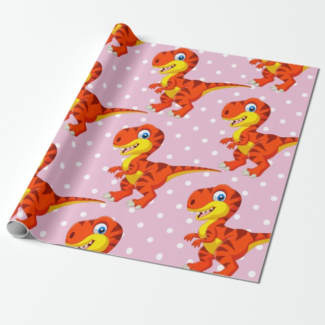 Dinosaur Cool T Rex Girl Wrapping Paper (Unrolled)