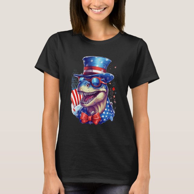 Dinosaur Costume USA 4th of July Men Women T-Shirt (Front)