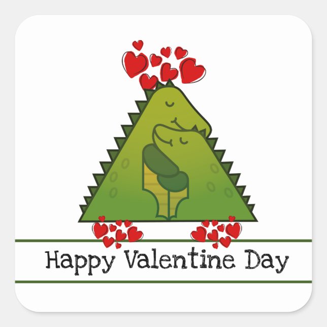 Dinosaur Couple Valentine Sticker (Front)