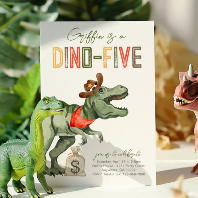 Dinosaur Cowboy 5th Birthday Invitation  (Creator Uploaded)