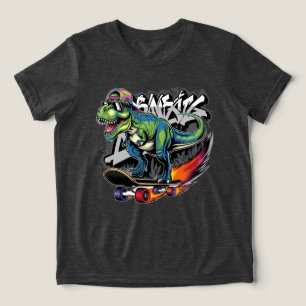 Dinosaur cruising on a skateboard Tri-Blend shirt