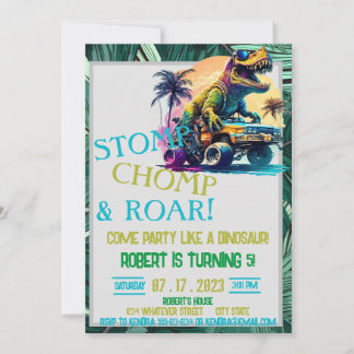 Dinosaur Custom Kids Birthday Invitation