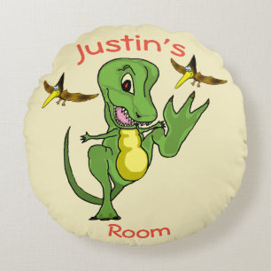 Dinosaur Custom Round Throw Pillow