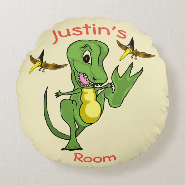 Dinosaur Custom Round Throw Pillow (Front)