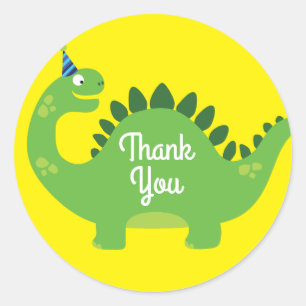 Dinosaur Cute 1st Birthday Thank You Sticker Seals
