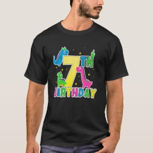 Dinosaur Cute 7th Happy Seventh Birthday Seven Yea T-Shirt