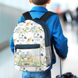 Dinosaur Cute Blue Green Name Boy Printed Backpack