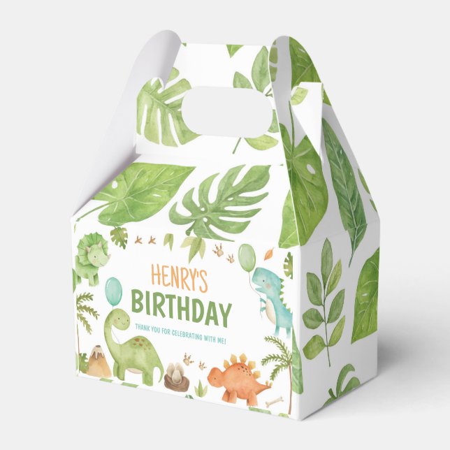 Dinosaur Cute Boy Birthday Party Favour Box (Front Side)