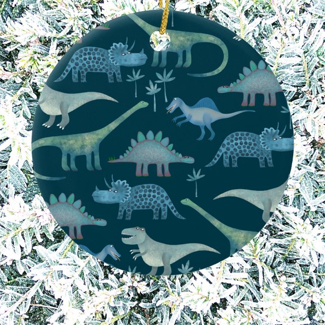 Dinosaur Cute Ceramic Tree Decoration (Fun dinosaur pattern Christmas ornament)