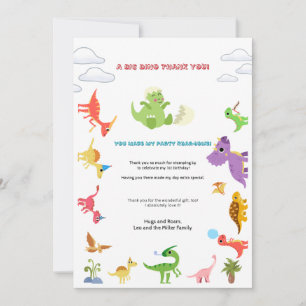 Dinosaur / Cute Dino Boy Birthday Thank you  Card