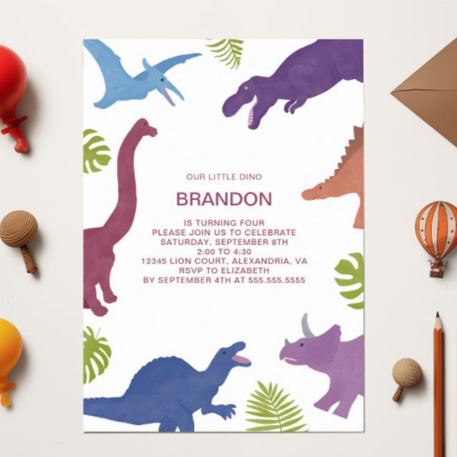 Dinosaur Cute Dino Kid Birthday Party Invitation (Creator Uploaded)