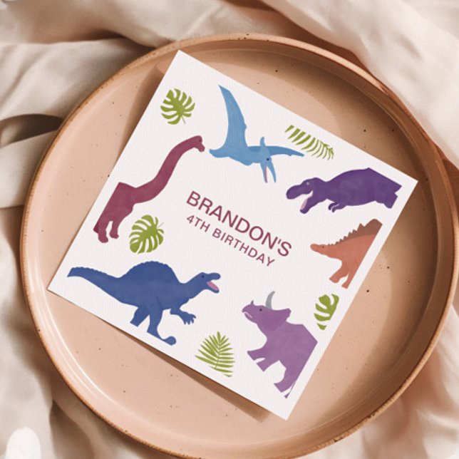 Dinosaur Cute Dino Kid Birthday Party Napkin (Creator Uploaded)
