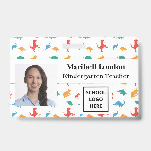 Dinosaur Cute Fun Teacher ID Badge