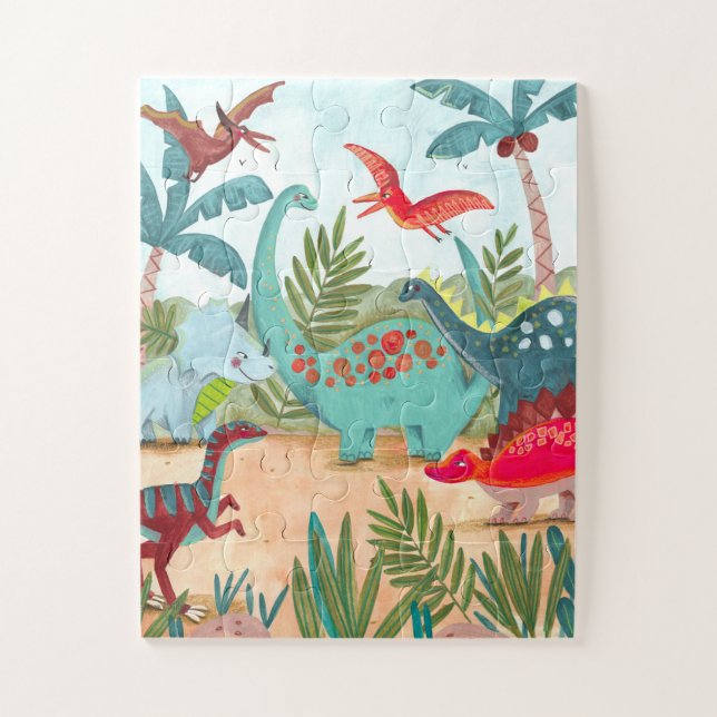 Dinosaur cute pre historic jungle kids  jigsaw puzzle (Vertical)