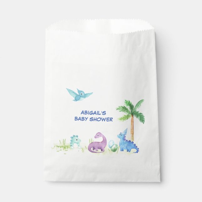 Dinosaur Cute Watercolor Baby Shower Party  Favour Bags (Front)