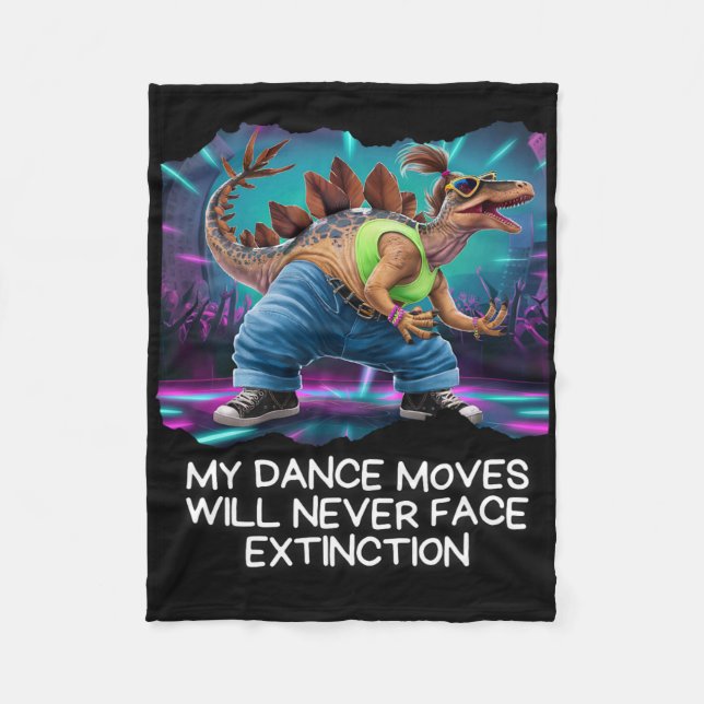 Dinosaur Dance Funny Dancing Dino  Fleece Blanket (Front)