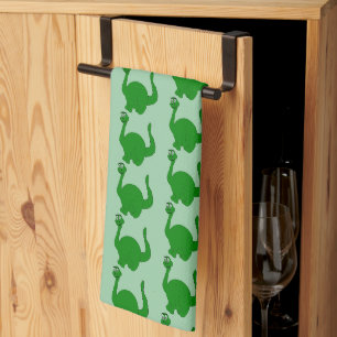 Dinosaur Design Any Colour Background Tea Towel