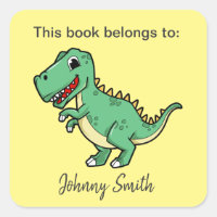Dinosaur Design Bookplate Sticker
