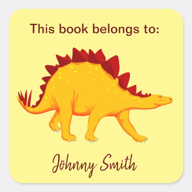 Dinosaur Design Bookplate Sticker (Front)