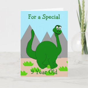 Dinosaur Design Personalised 9 Year Old Birthday Card