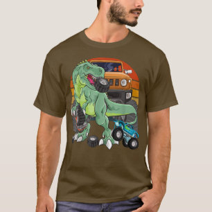 Dinosaur Design Wrecks Big Monster Trucks Birthday T-Shirt
