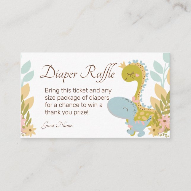 Dinosaur Diaper Raffle Ticket Enclosure Card (Front)
