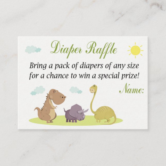 Dinosaur  Diaper Raffle Tickets (Front)