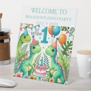 Dinosaur Dino 1st Birthday Boy Party Welcome Sign