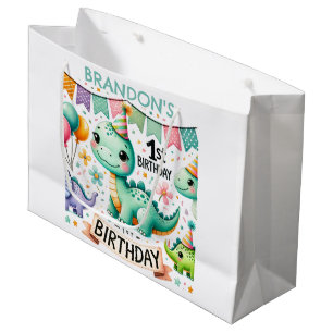 Dinosaur Dino 1st Birthday Party Large Gift Bag