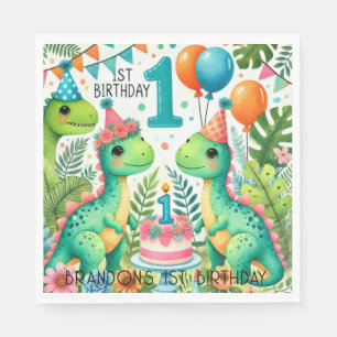 Dinosaur Dino 1st Birthday Party  Napkin