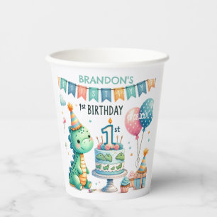 Dinosaur Dino 1st Birthday Party  Paper Cups